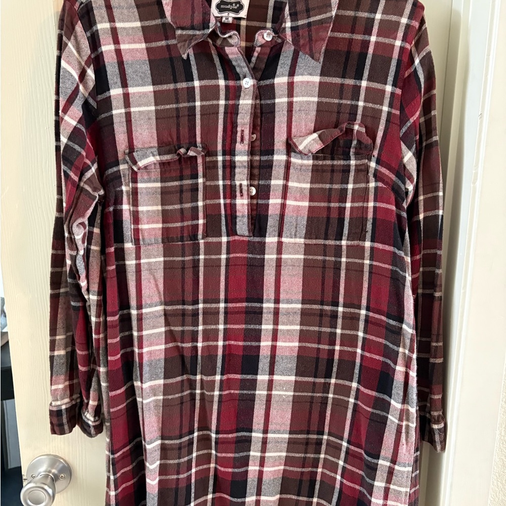 Mud Pie Red and Brown Plaid Shirt